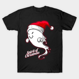 Ghost With Santas Hat Spirit Of Christmas T-Shirt